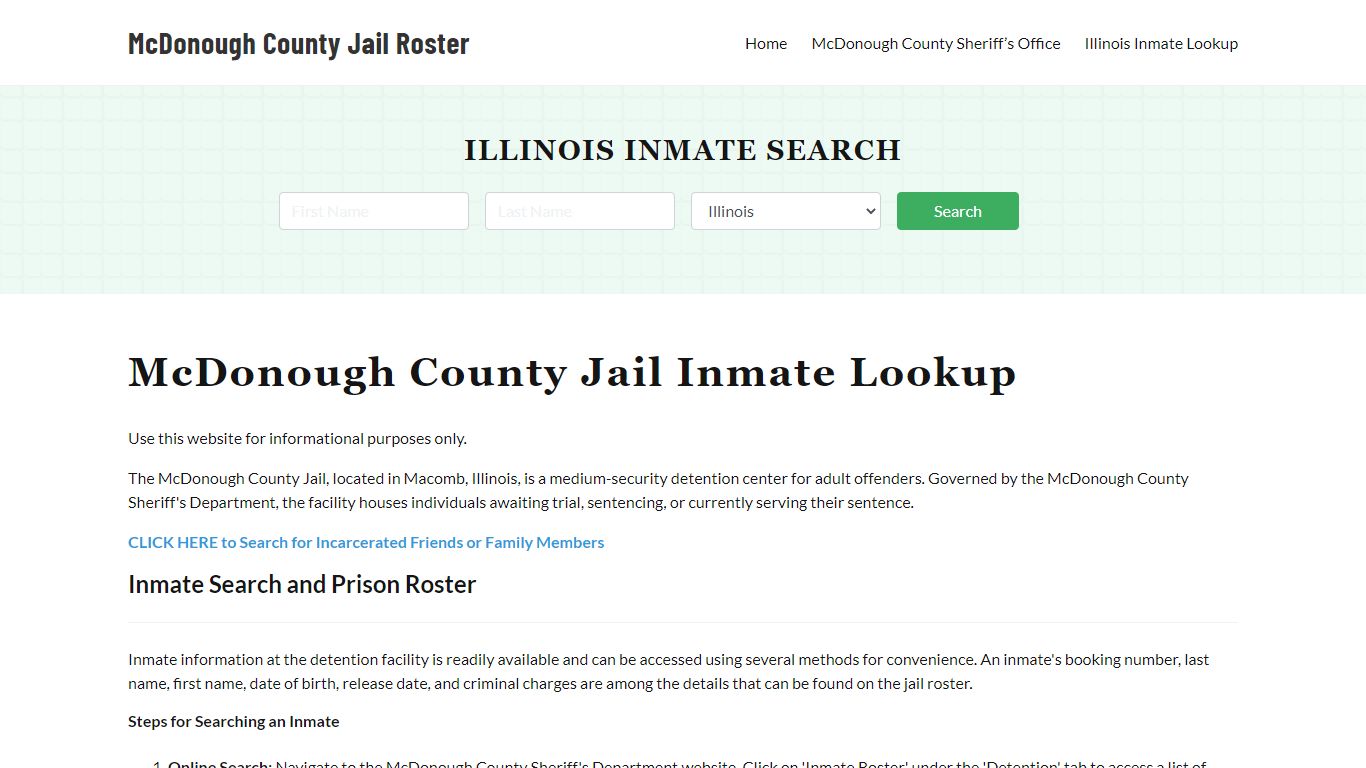 McDonough County Jail Roster Lookup, IL, Inmate Search