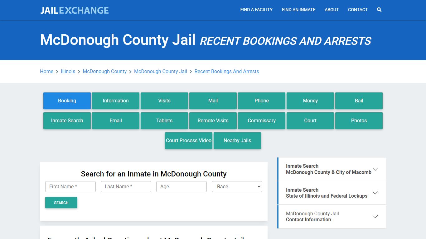 McDonough County Jail Recent Bookings And Arrests - Jail Exchange